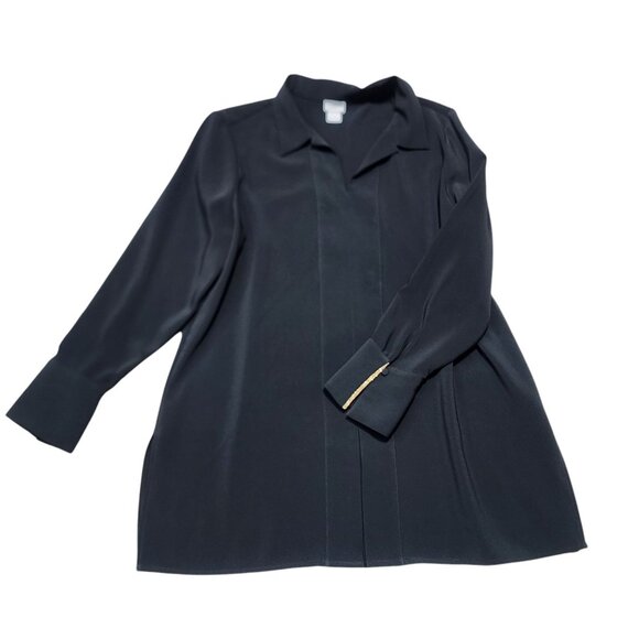 Chicos Womens Black Tunic Blouse With Gold Wrist Detail‎ Size 2 US 12/14 - Picture 3 of 9